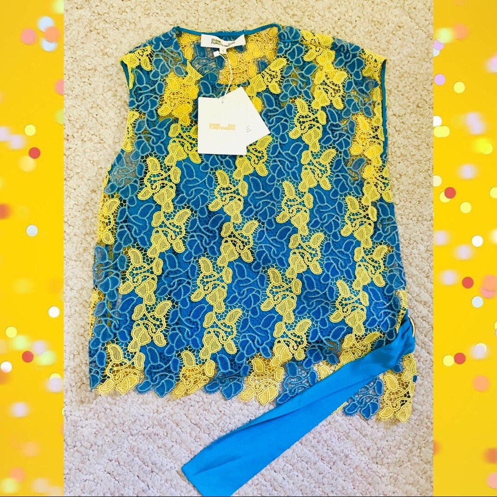 (NWT) DVF Lace Asymmetrical Blouse